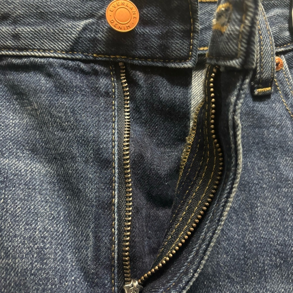 Everlane Denim Short Size 31 Organic Cotton Cut Off Rolled Hem Mid Rise Blue - Picture 8 of 9